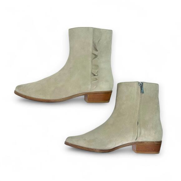 Joie Women's Laleh Bootie Size EU 37 US 7 Pale Gray Chelsea Ruffle Ankle Boot - Picture 3 of 12